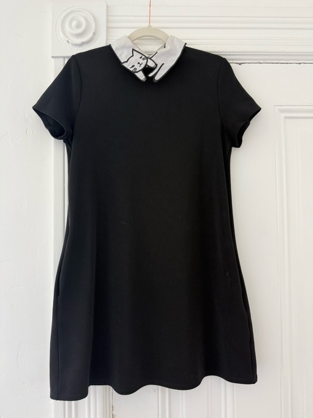 Sweet Claire Black Mini Dress with Kitty Collar